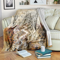 Gaia Mother Earth Sacred Eye Blanket Greek Vintage Botanical Sketch Esoteric Spiritual Floral
