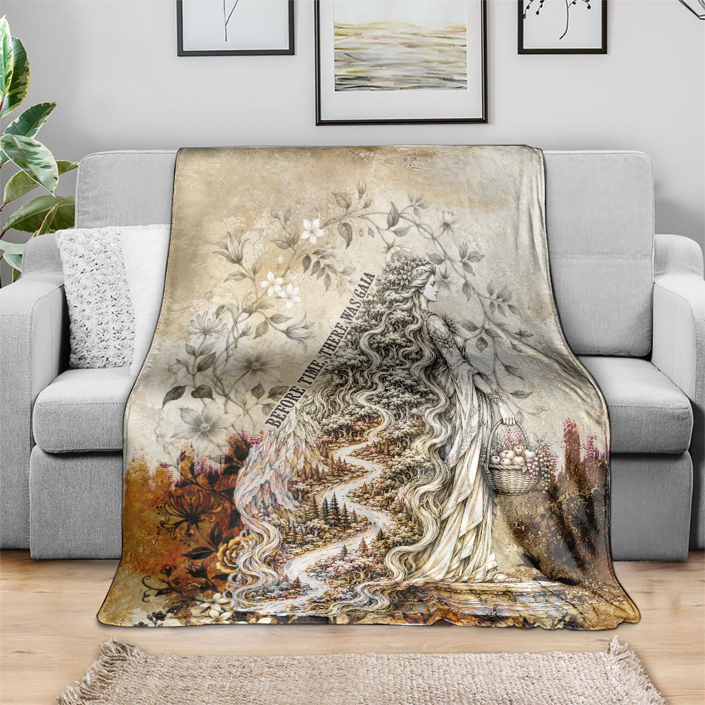 Gaia Mother Earth Sacred Eye Blanket Greek Vintage Botanical Sketch Esoteric Spiritual Floral