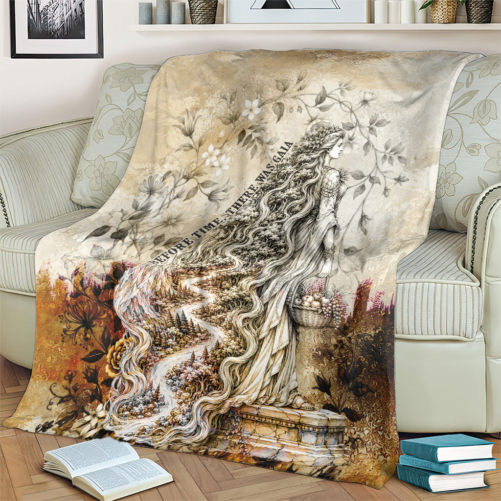 Gaia Mother Earth Sacred Eye Blanket Greek Vintage Botanical Sketch Esoteric Spiritual Floral