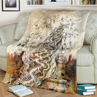Gaia Mother Earth Sacred Eye Blanket Greek Vintage Botanical Sketch Esoteric Spiritual Floral