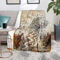 Gaia Mother Earth Sacred Eye Blanket Greek Vintage Botanical Sketch Esoteric Spiritual Floral