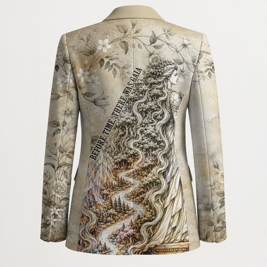 Gaia Mother Earth Sacred Eye Blazer Greek Vintage Botanical Sketch Esoteric Spiritual Floral