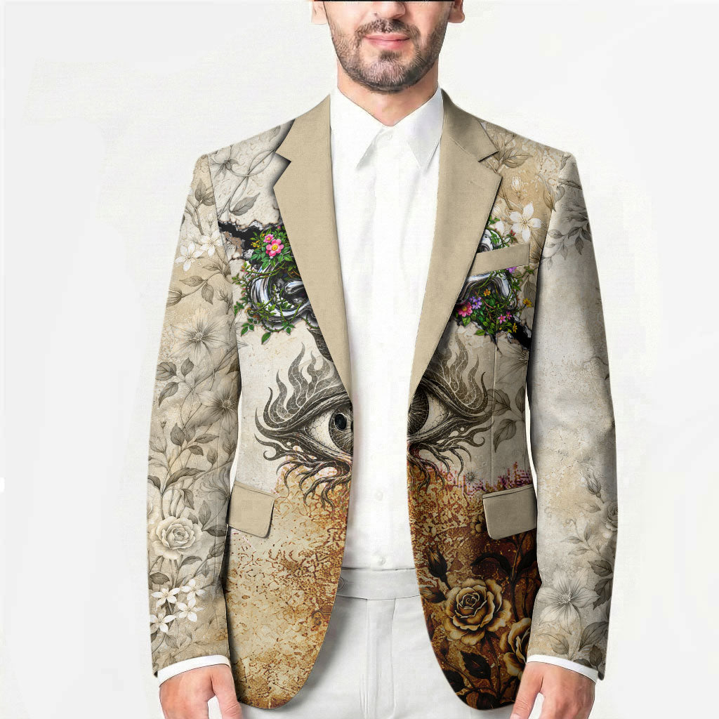 Gaia Mother Earth Sacred Eye Blazer Greek Vintage Botanical Sketch Esoteric Spiritual Floral