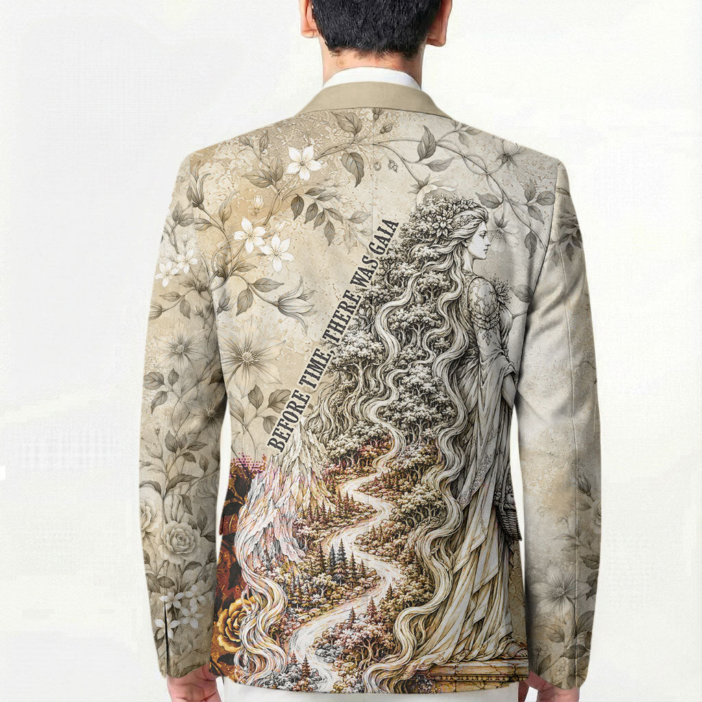 Gaia Mother Earth Sacred Eye Blazer Greek Vintage Botanical Sketch Esoteric Spiritual Floral