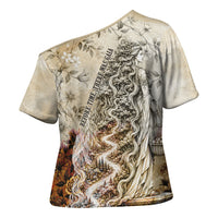 Gaia Mother Earth Sacred Eye Cross Shoulder Shirt Greek Vintage Botanical Sketch Esoteric Spiritual Floral