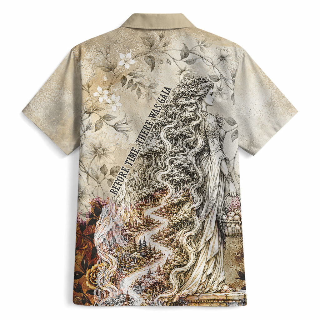 Gaia Mother Earth Sacred Eye Hawaiian Shirt Greek Vintage Botanical Sketch Esoteric Spiritual Floral