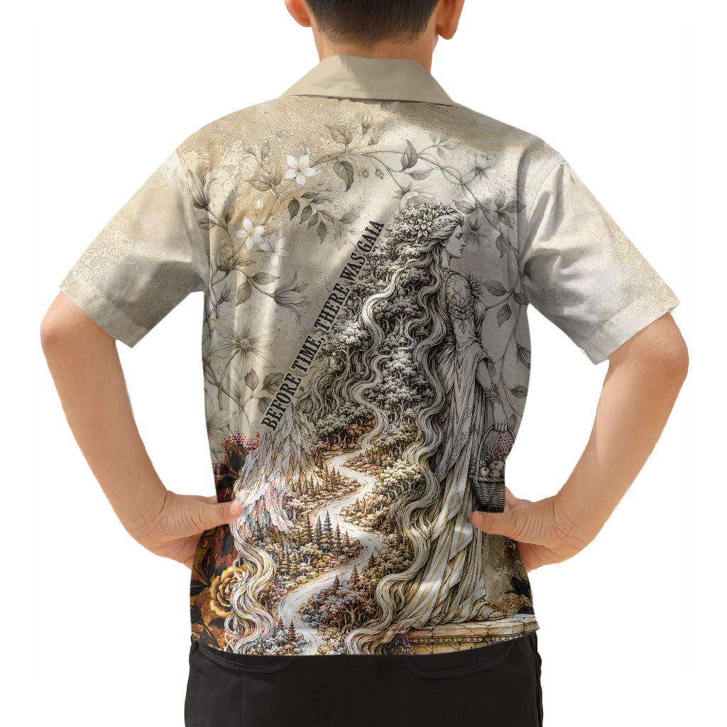 Gaia Mother Earth Sacred Eye Hawaiian Shirt Greek Vintage Botanical Sketch Esoteric Spiritual Floral