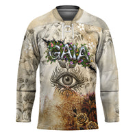 Gaia Mother Earth Sacred Eye Hockey Jersey Greek Vintage Botanical Sketch Esoteric Spiritual Floral