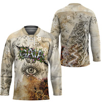 Gaia Mother Earth Sacred Eye Hockey Jersey Greek Vintage Botanical Sketch Esoteric Spiritual Floral