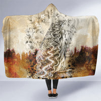 Gaia Mother Earth Sacred Eye Hooded Blanket Greek Vintage Botanical Sketch Esoteric Spiritual Floral