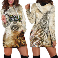Gaia Mother Earth Sacred Eye Hoodie Dress Greek Vintage Botanical Sketch Esoteric Spiritual Floral