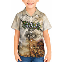 Gaia Mother Earth Sacred Eye Kid Hawaiian Shirt Greek Vintage Botanical Sketch Esoteric Spiritual Floral