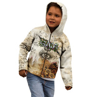 Gaia Mother Earth Sacred Eye Kid Hoodie Greek Vintage Botanical Sketch Esoteric Spiritual Floral