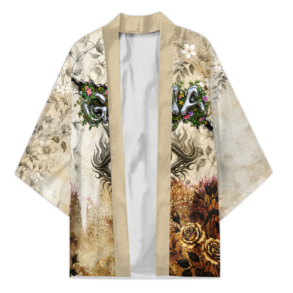 Gaia Mother Earth Sacred Eye Kimono Greek Vintage Botanical Sketch Esoteric Spiritual Floral