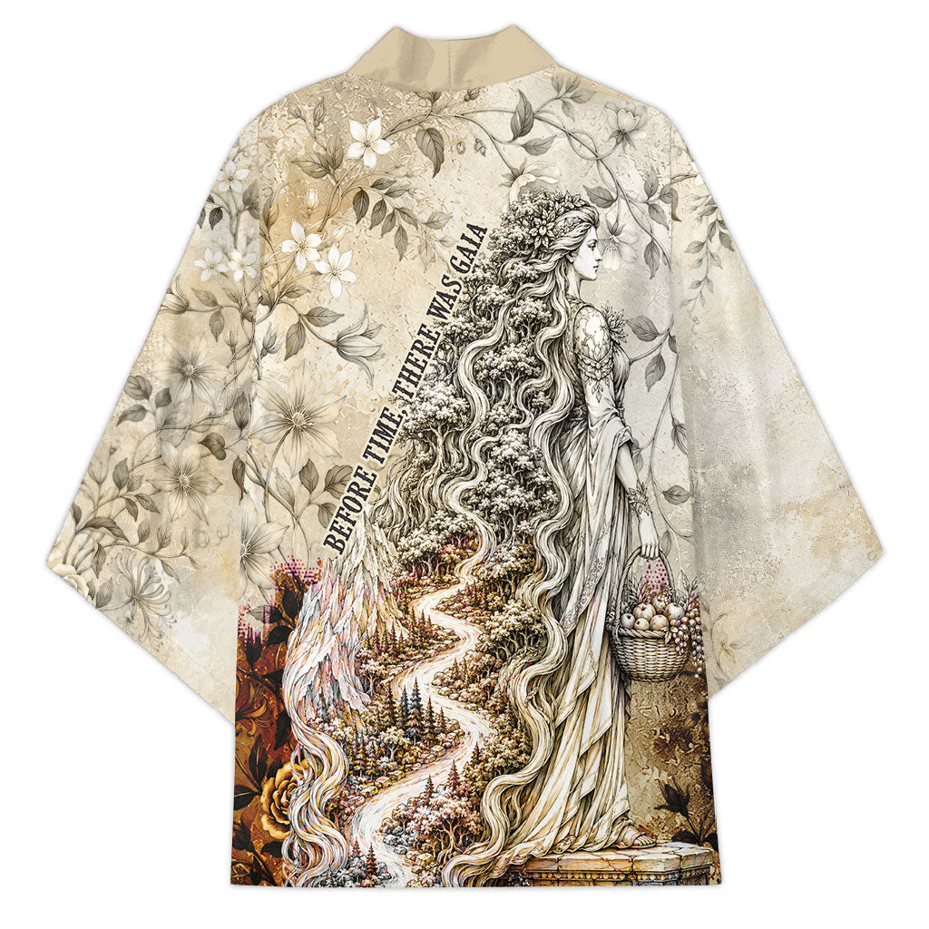 Gaia Mother Earth Sacred Eye Kimono Greek Vintage Botanical Sketch Esoteric Spiritual Floral