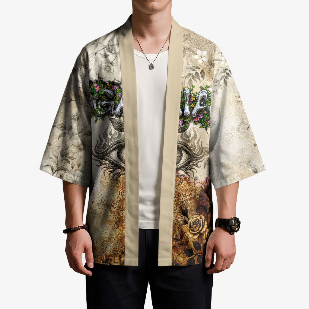 Gaia Mother Earth Sacred Eye Kimono Greek Vintage Botanical Sketch Esoteric Spiritual Floral