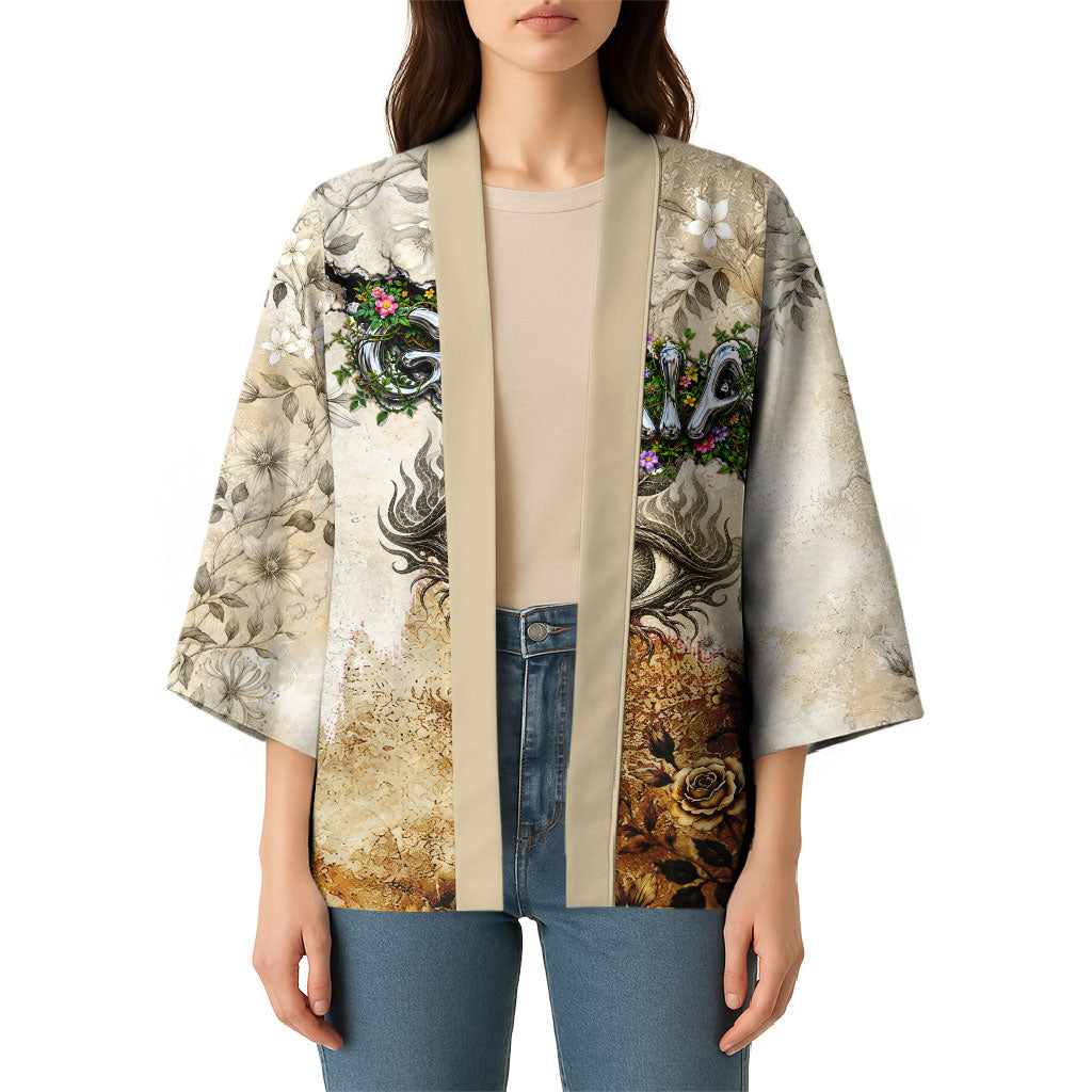 Gaia Mother Earth Sacred Eye Kimono Greek Vintage Botanical Sketch Esoteric Spiritual Floral