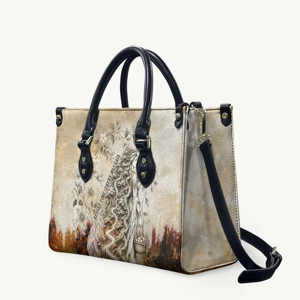 Gaia Mother Earth Sacred Eye Leather Bag Greek Vintage Botanical Sketch Esoteric Spiritual Floral