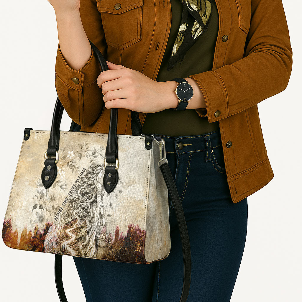 Gaia Mother Earth Sacred Eye Leather Bag Greek Vintage Botanical Sketch Esoteric Spiritual Floral