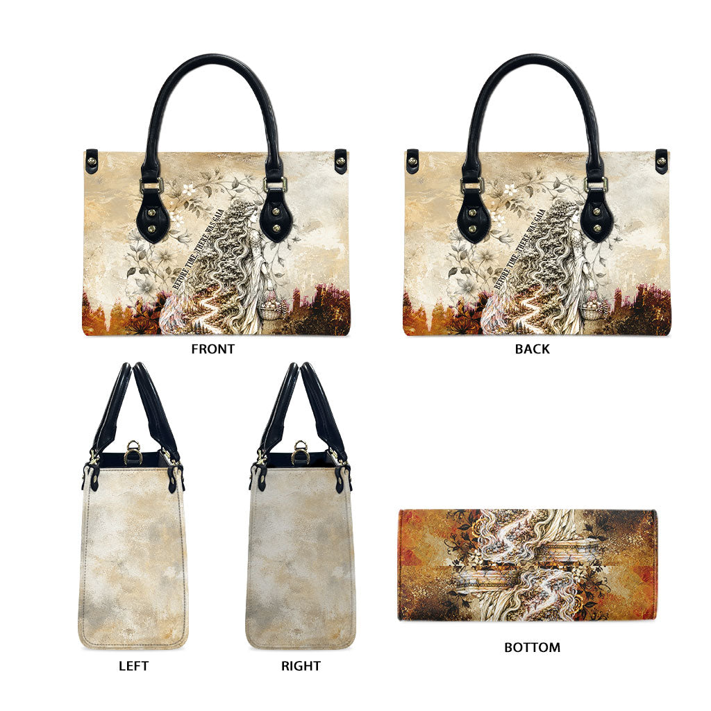Gaia Mother Earth Sacred Eye Leather Bag Greek Vintage Botanical Sketch Esoteric Spiritual Floral