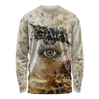 Gaia Mother Earth Sacred Eye Long Sleeve Shirt Greek Vintage Botanical Sketch Esoteric Spiritual Floral