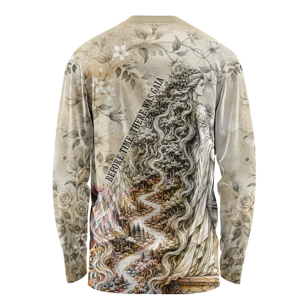 Gaia Mother Earth Sacred Eye Long Sleeve Shirt Greek Vintage Botanical Sketch Esoteric Spiritual Floral