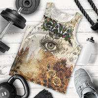 Gaia Mother Earth Sacred Eye Men Tank Top Greek Vintage Botanical Sketch Esoteric Spiritual Floral