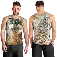 Gaia Mother Earth Sacred Eye Men Tank Top Greek Vintage Botanical Sketch Esoteric Spiritual Floral
