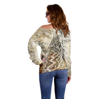 Gaia Mother Earth Sacred Eye Off Shoulder Sweater Greek Vintage Botanical Sketch Esoteric Spiritual Floral
