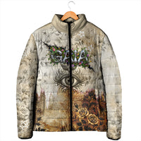 Gaia Mother Earth Sacred Eye Padded Jacket Greek Vintage Botanical Sketch Esoteric Spiritual Floral