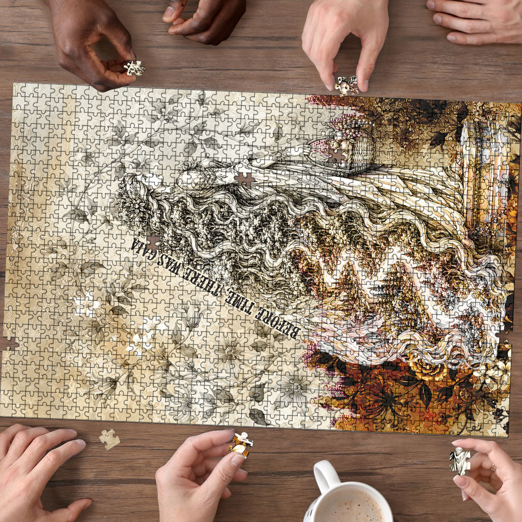 Gaia Mother Earth Sacred Eye Puzzle Greek Vintage Botanical Sketch Esoteric Spiritual Floral