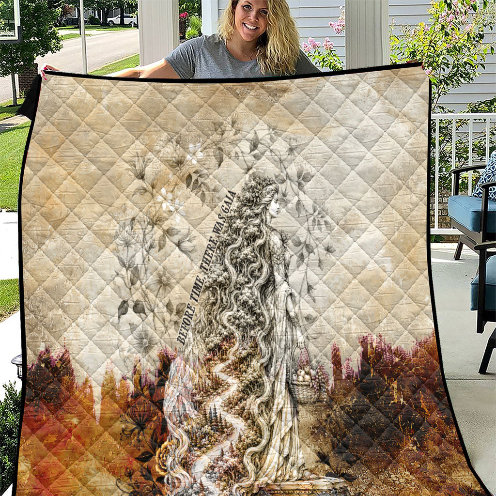 Gaia Mother Earth Sacred Eye Quilt Greek Vintage Botanical Sketch Esoteric Spiritual Floral