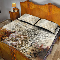 Gaia Mother Earth Sacred Eye Quilt Bed Set Greek Vintage Botanical Sketch Esoteric Spiritual Floral
