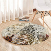 Gaia Mother Earth Sacred Eye Round Carpet Greek Vintage Botanical Sketch Esoteric Spiritual Floral