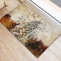 Gaia Mother Earth Sacred Eye Rubber Doormat Greek Vintage Botanical Sketch Esoteric Spiritual Floral