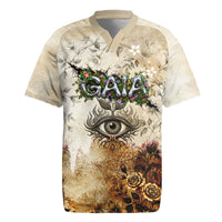 Gaia Mother Earth Sacred Eye Rugby Jersey Greek Vintage Botanical Sketch Esoteric Spiritual Floral
