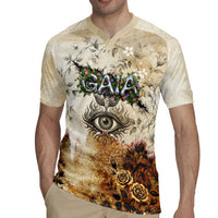 Gaia Mother Earth Sacred Eye Rugby Jersey Greek Vintage Botanical Sketch Esoteric Spiritual Floral