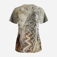 Gaia Mother Earth Sacred Eye Scrub Top Greek Vintage Botanical Sketch Esoteric Spiritual Floral
