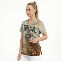 Gaia Mother Earth Sacred Eye Scrub Top Greek Vintage Botanical Sketch Esoteric Spiritual Floral