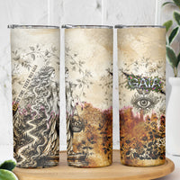 Gaia Mother Earth Sacred Eye Skinny Tumbler Greek Vintage Botanical Sketch Esoteric Spiritual Floral