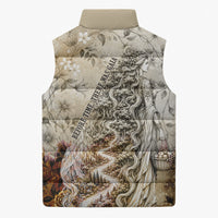 Gaia Mother Earth Sacred Eye Sleeveless Puffer Jacket Greek Vintage Botanical Sketch Esoteric Spiritual Floral