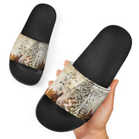 Gaia Mother Earth Sacred Eye Slide Sandals Greek Vintage Botanical Sketch Esoteric Spiritual Floral