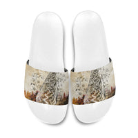 Gaia Mother Earth Sacred Eye Slide Sandals Greek Vintage Botanical Sketch Esoteric Spiritual Floral