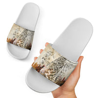 Gaia Mother Earth Sacred Eye Slide Sandals Greek Vintage Botanical Sketch Esoteric Spiritual Floral