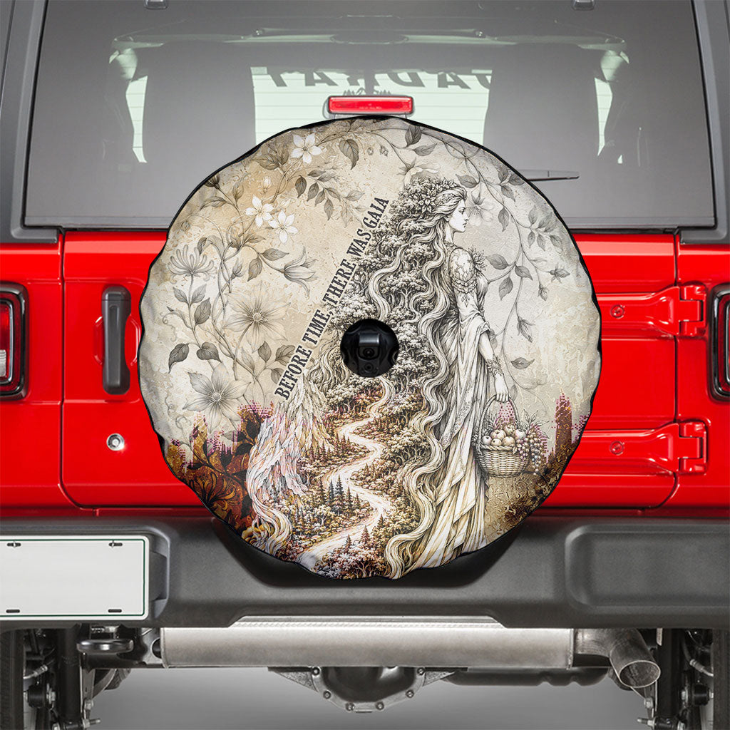 Gaia Mother Earth Sacred Eye Spare Tire Cover Greek Vintage Botanical Sketch Esoteric Spiritual Floral
