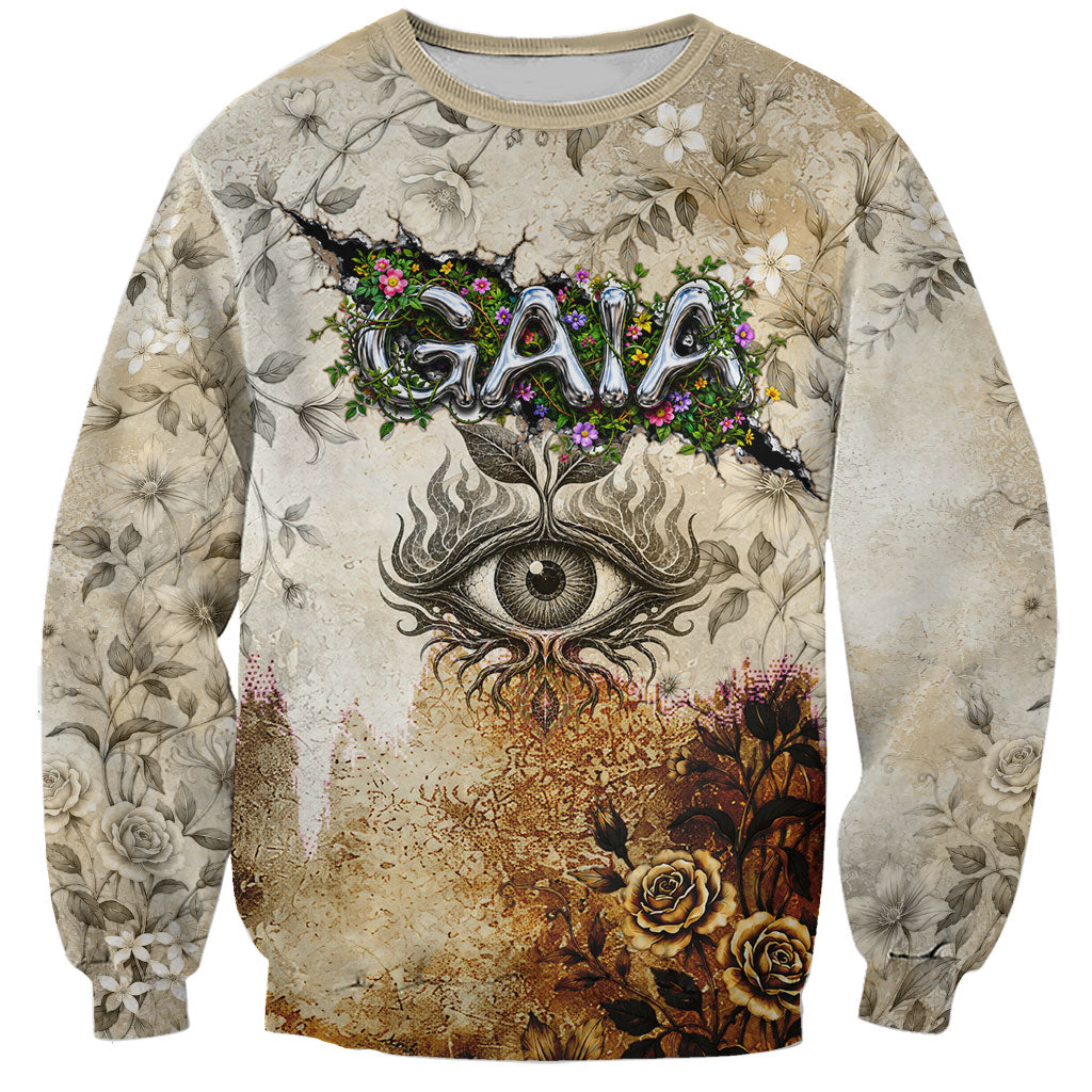 Gaia Mother Earth Sacred Eye Sweatshirt Greek Vintage Botanical Sketch Esoteric Spiritual Floral