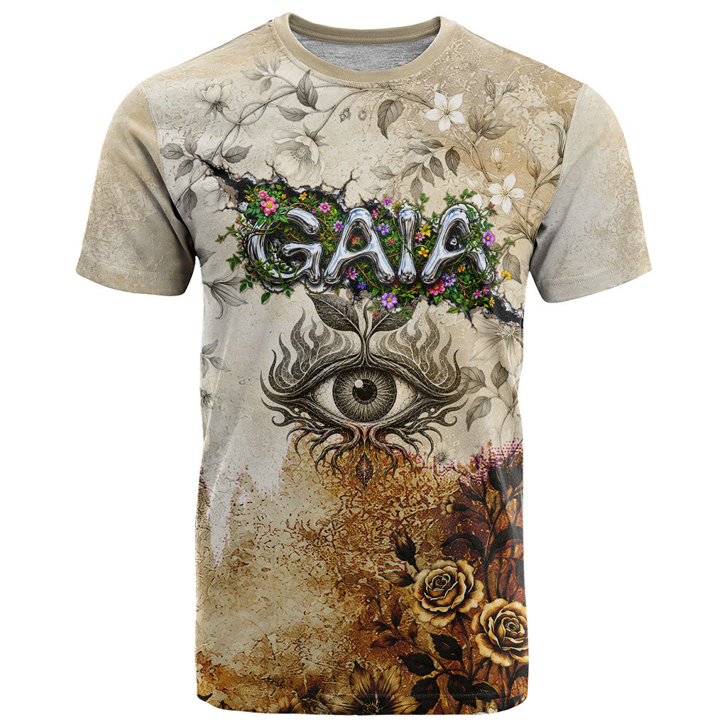 Gaia Mother Earth Sacred Eye T Shirt Greek Vintage Botanical Sketch Esoteric Spiritual Floral