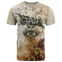 Gaia Mother Earth Sacred Eye T Shirt Greek Vintage Botanical Sketch Esoteric Spiritual Floral