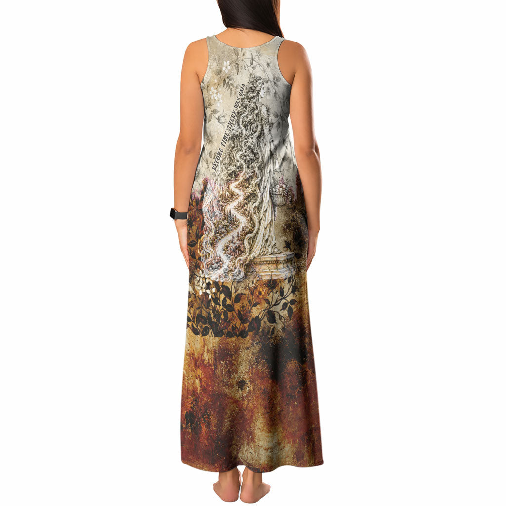 Gaia Mother Earth Sacred Eye Tank Maxi Dress Greek Vintage Botanical Sketch Esoteric Spiritual Floral