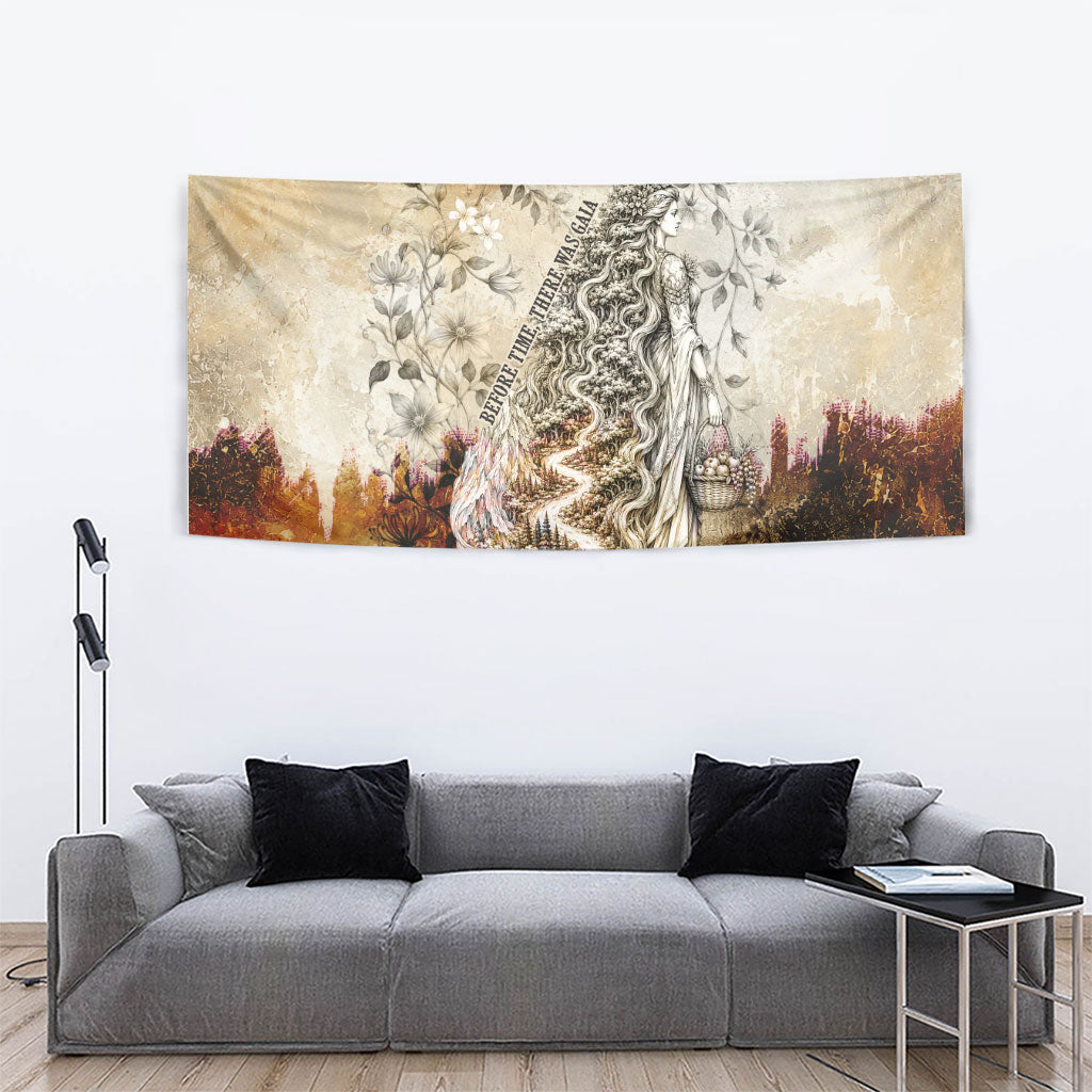 Gaia Mother Earth Sacred Eye Tapestry Greek Vintage Botanical Sketch Esoteric Spiritual Floral